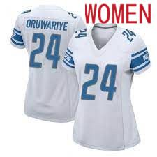 Women Detroit Lions #24 Amani Oruwariye Nike White Game NFL Jersey->women nfl jersey->Women Jersey